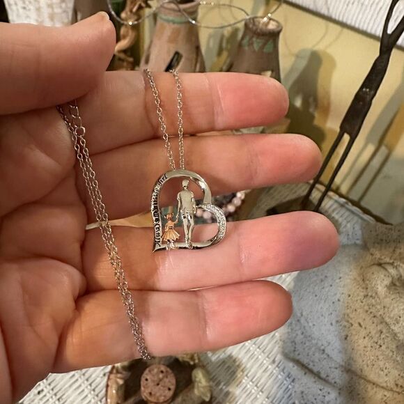 “Always My Little Girl” Sterling Silver Heart Cz Necklace - Picture 2 of 5